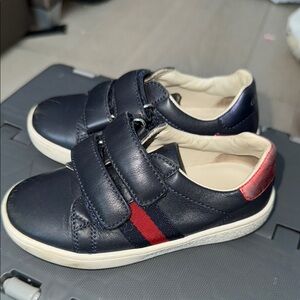 Gucci Navy Blue Kids Shoes with Red Accents